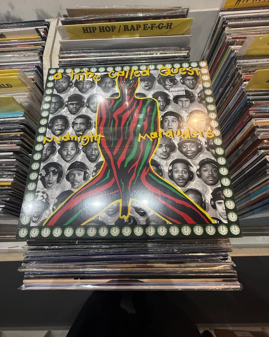 Midnight Marauders by A Tribe Called Quest standing in the Hip Hop bin at Radiation Records in Rome.
